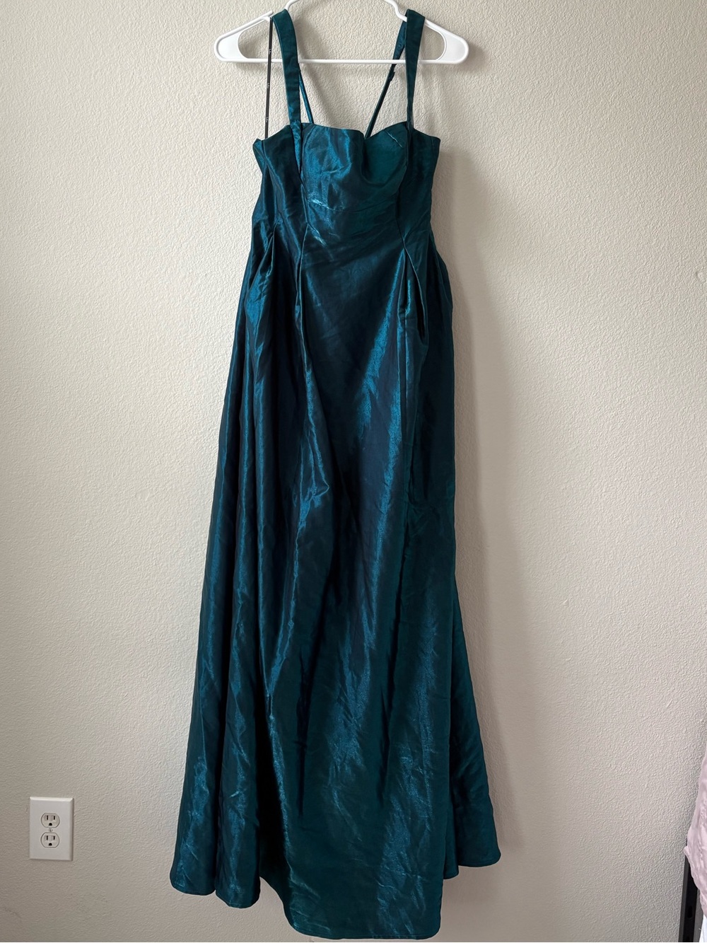 Lulu's Teal Square-Neck Maxi Gown with Back Bow and Pockets - Picture 3 of 6